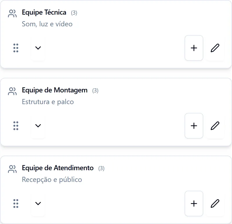 Monte as equipes do evento